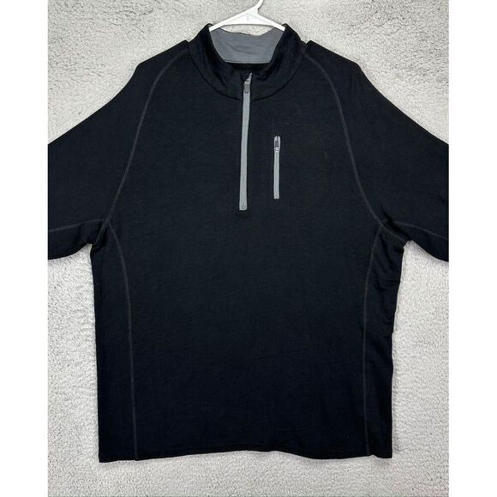 Free Fly Sweater Adult‎ XL Black Fleece Lined Quarter Zip Pullover Stretch Mens